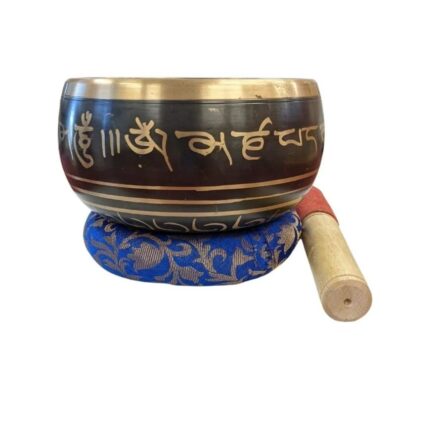 7 Inch Brass Tibetan Singing Bowl - Black