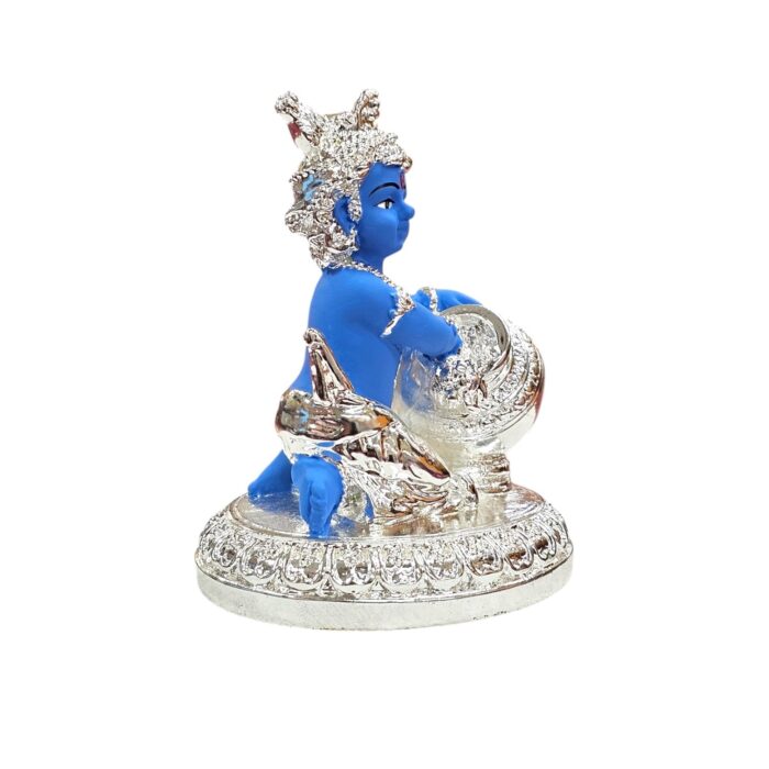 Lord Krishna-Makhan Chor - Silver coated Idol