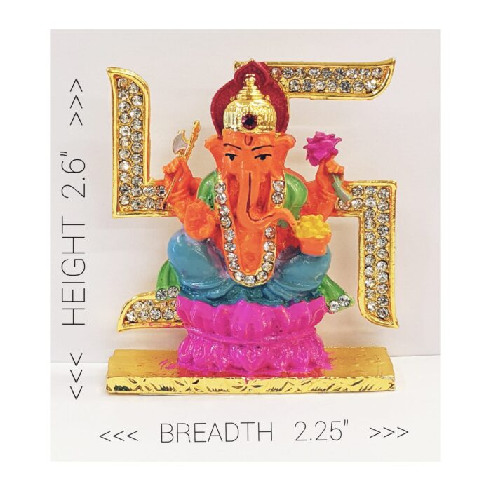 Image of a Beautiful Car dashboard Idol of Ganesha on swastik, currently ships in Canada and USA