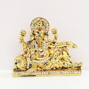 Image of Golden Black Ganesha Car dashboard Idol