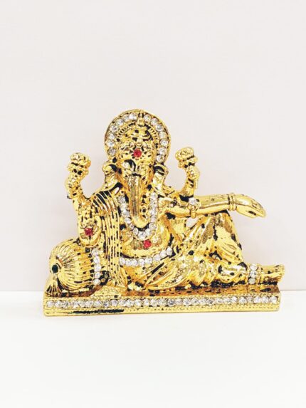 Image of Golden Black Ganesha Car dashboard Idol