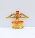 Image of a car dashboard Idol with a symbol and writing Jai Shri Shyam