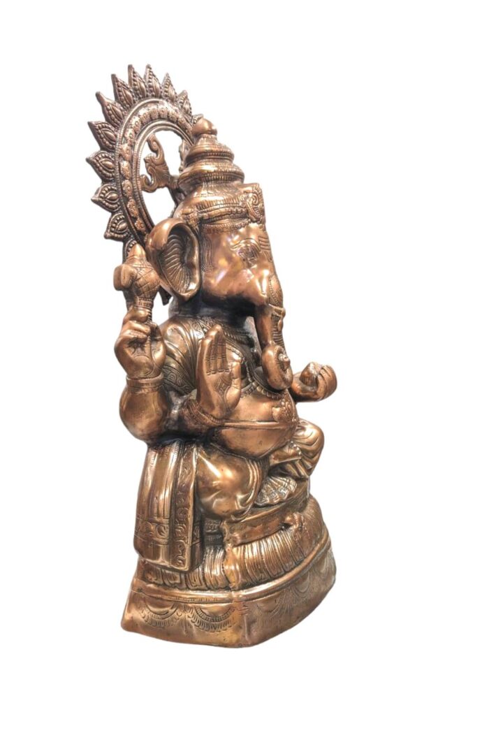 side view image of Large metal Ganesha 28 inches tall , for sale in Canada and the US.