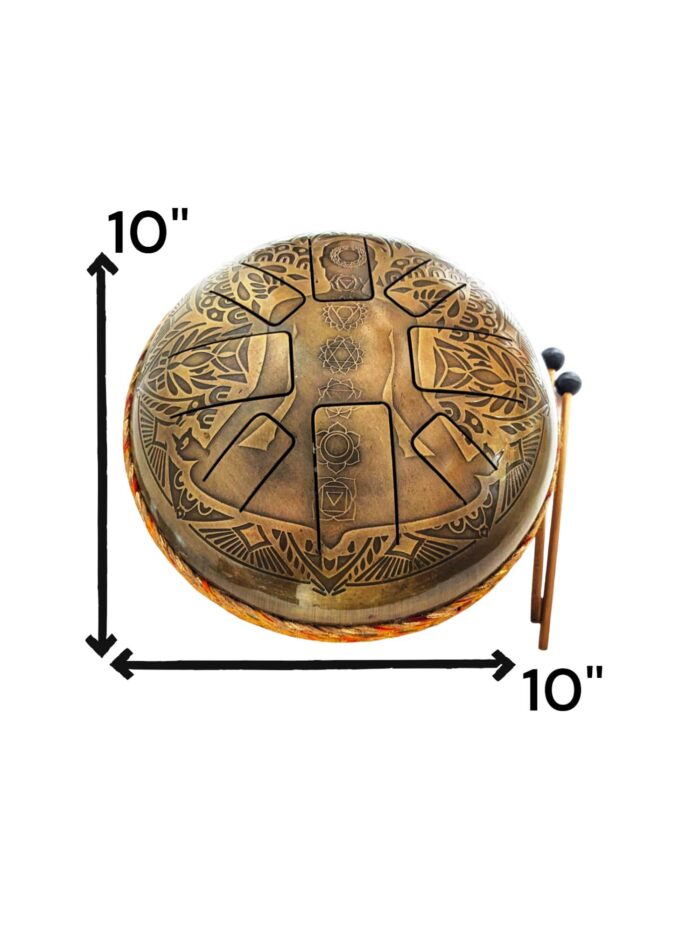 dimension of the 7 chakra tongue drum used for sound therapy and sound healing techniques