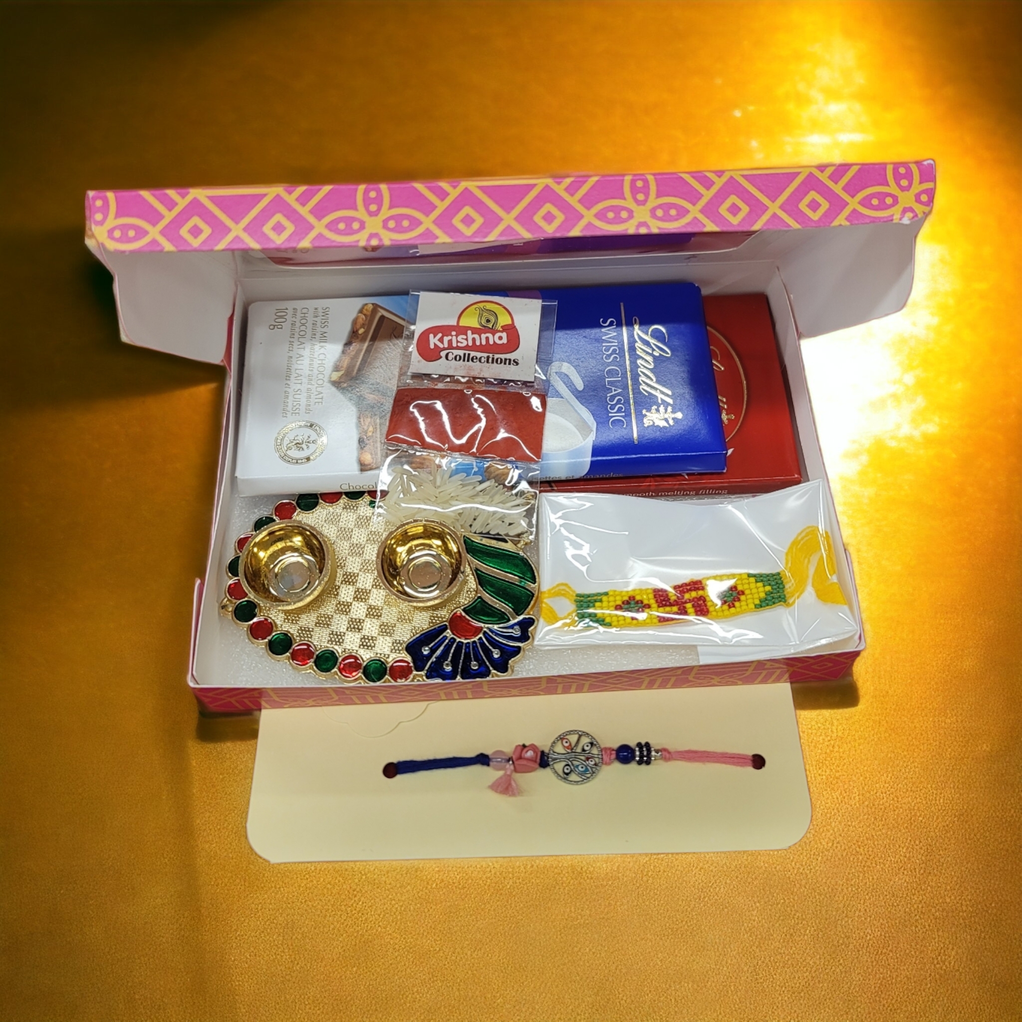 Tree of life - Evil eye rakhi chocolate combo