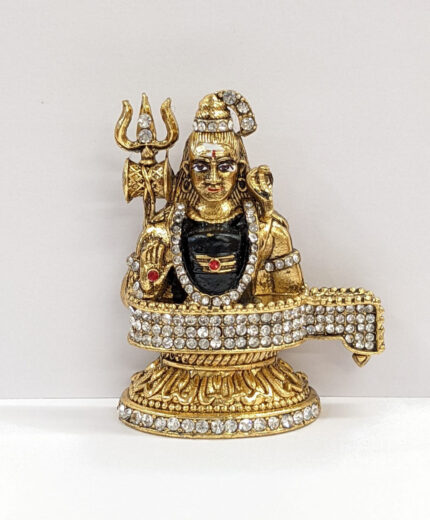 Car Dashboard Idol Shiva with shivling - golden oxidized