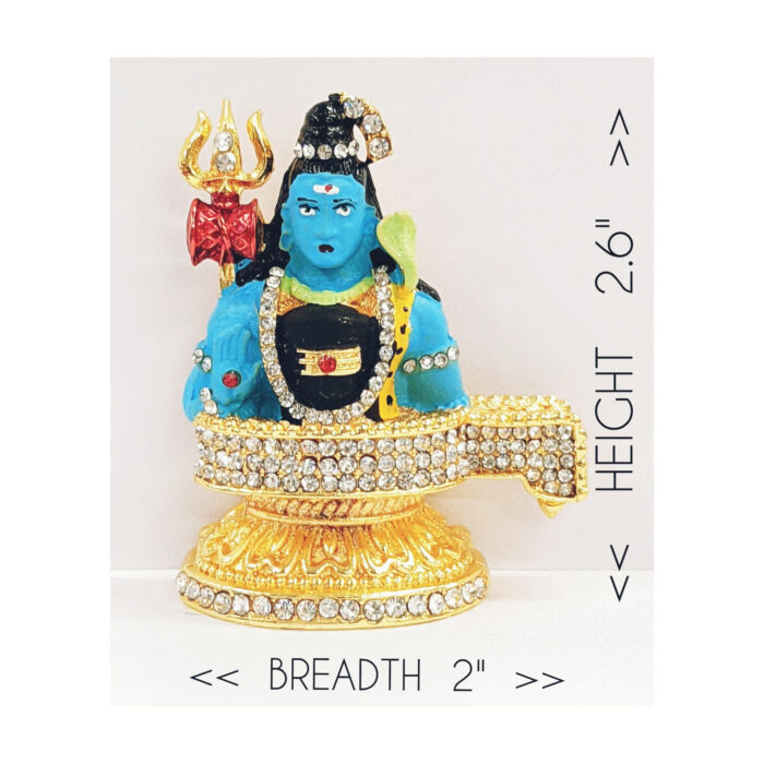 dimensions on image of Car Dashboard Idol Shiva with shivling - Color