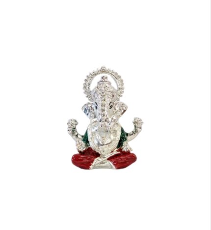 Image of Pure silver plated Ganesha Car Dashboard Statue