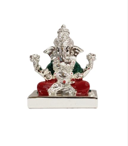 Image of a Pure Silver coated Ganesha Car Dashboard Idol for sale in Canada and US.