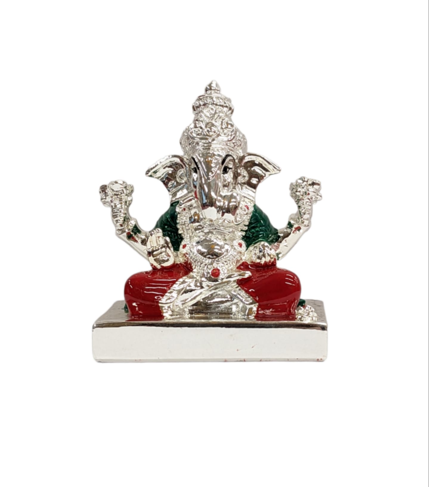 Image of a Pure Silver coated Ganesha Car Dashboard Idol for sale in Canada and US.
