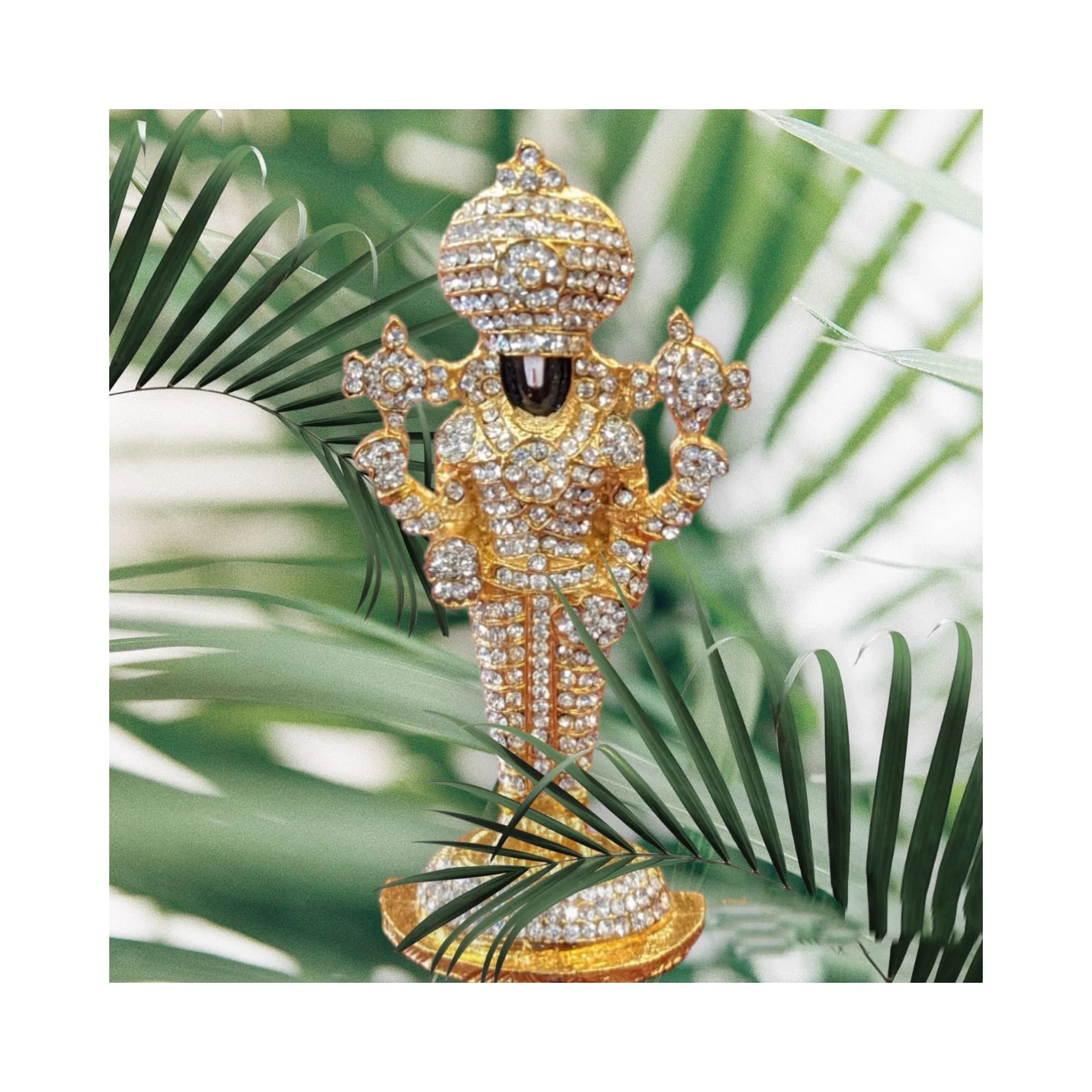 Balaji Idol standing with white stone work, Perfect for Home mandir and Car Dashboard Idol