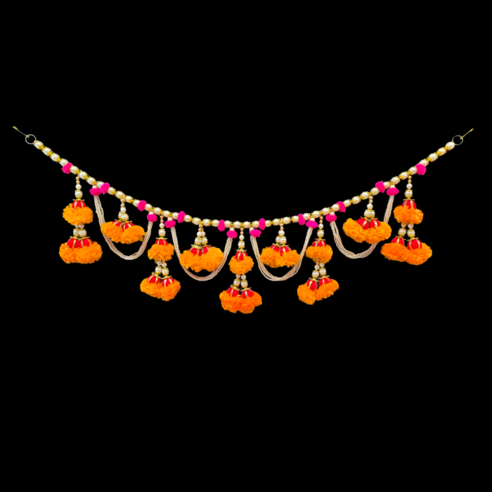 Image of Pearl and Marigold Toran used in Diwali Decorations in Canada and the US