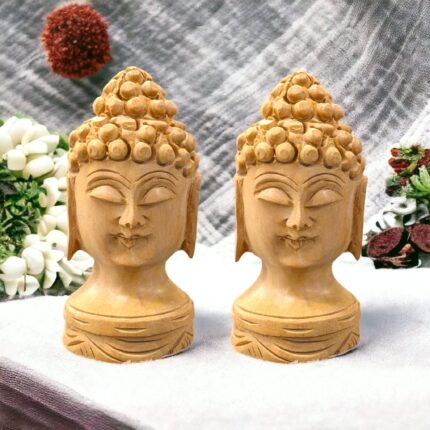 Image of a pair of hand carved 3 Inch wooden Buddha Statue for sale in Canada and US