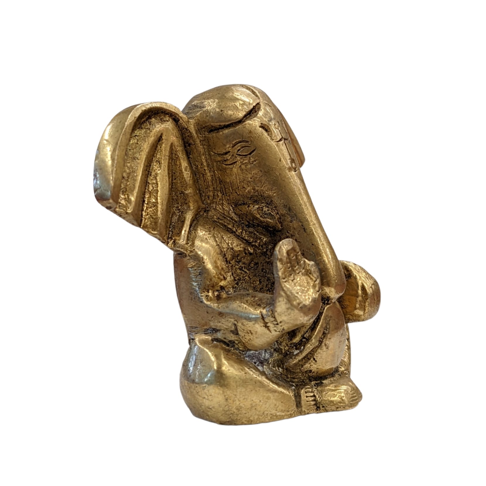 Side view Image of a Brass Car Dashboard Idol of Ganesha