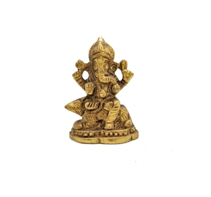 Image of a brass ganesha on mushak statue