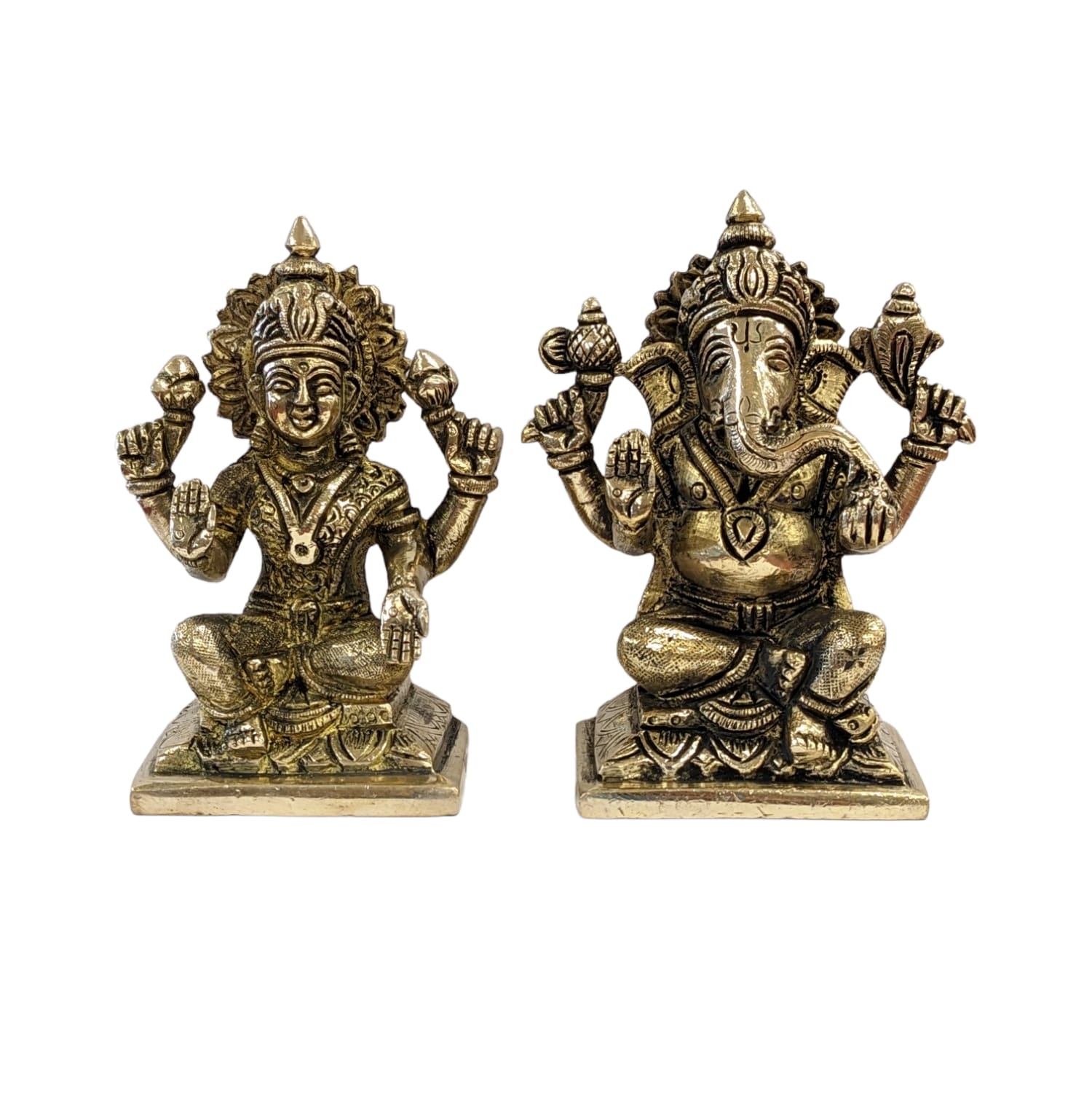 Image of a Brass Lakshmi and Ganesha Statue set