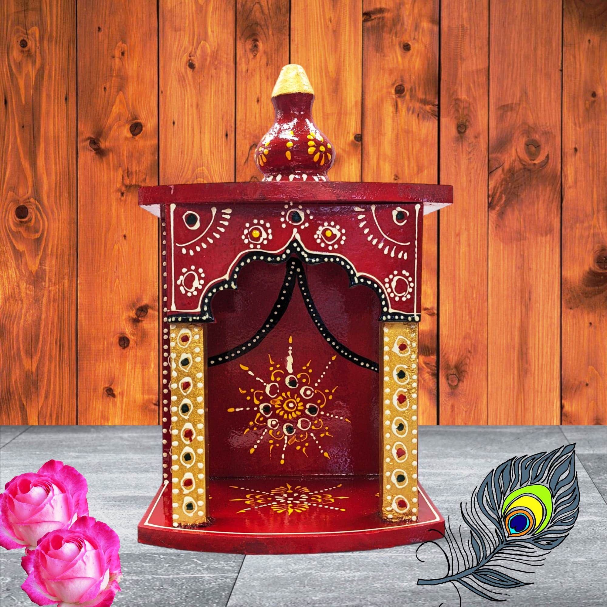 image a small sized mandir for home, This piece is a reflection of Jaipuri art .
