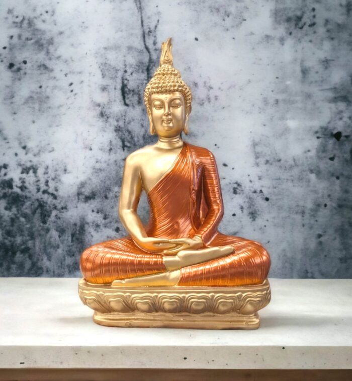 Image of a large sized Buddha statue placed on a platform