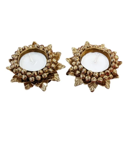 image of a pair of Golden decorative fancy diya for diwali