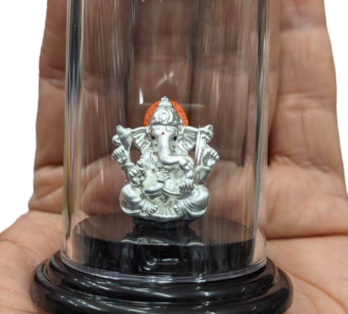 domeg Pure silver Ganesha idol in dome-AF - Image 1