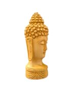 other side view Image of a hand carved buddha face statue which is available in Canada and US