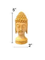 Dimensions view - Image of a hand carved 5 Inch wooden Buddha Statue for sale in Canada and US