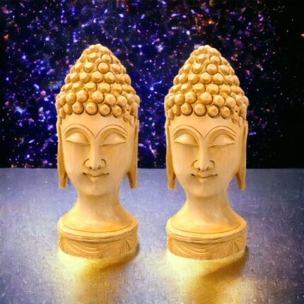 Image of a pair of hand carved wooden Buddha Statue for sale in Canada and US