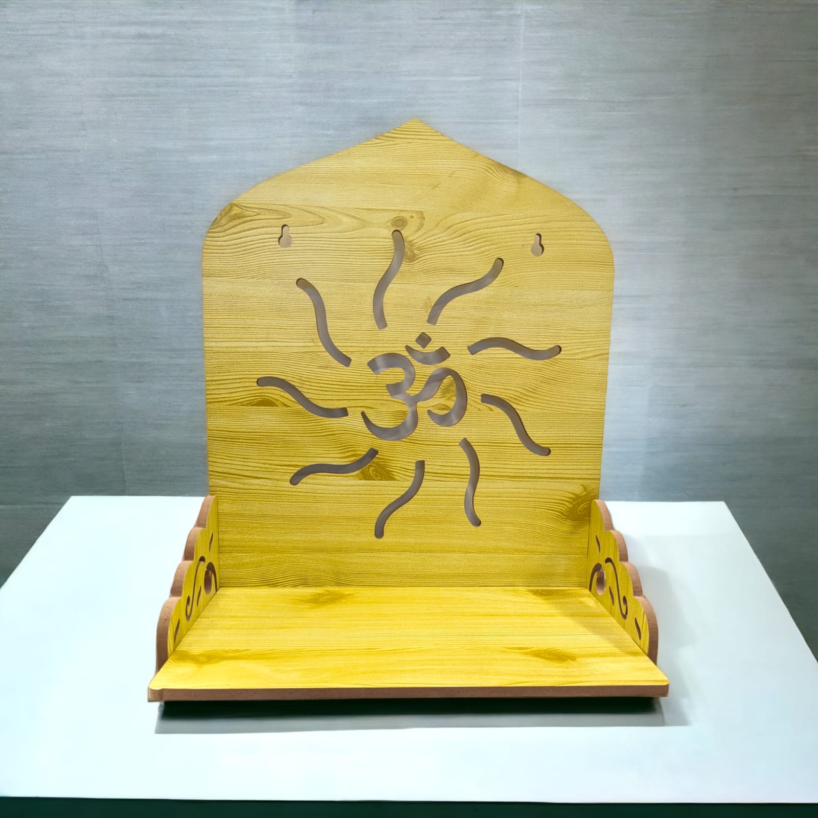 Image showing the foldable mandir kept on a table top