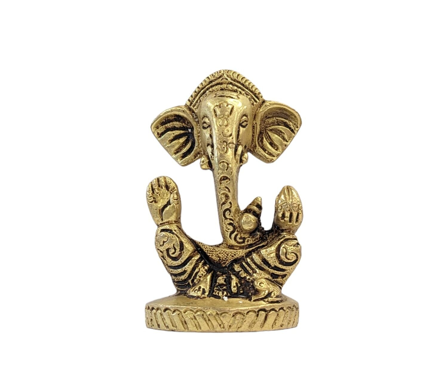 Image of a brass Ganesha Idol, it features a torsoless design for sale in Canada and US
