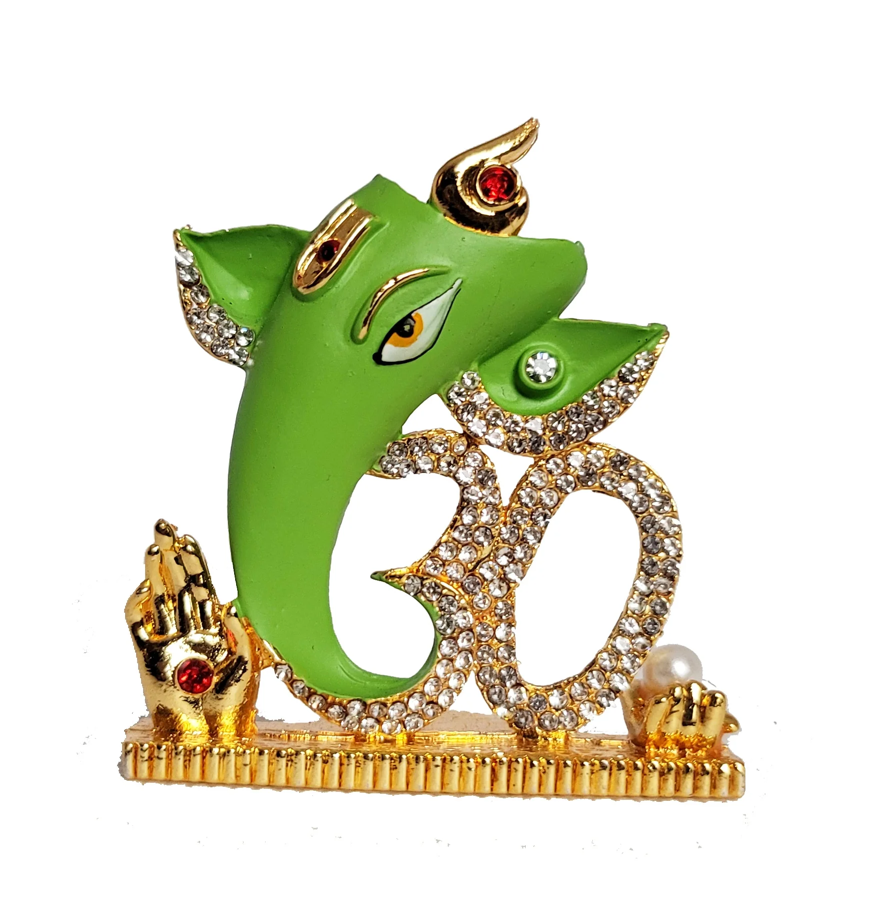 Image of a beautiful Ganesha car dashboard idol with Om symbol