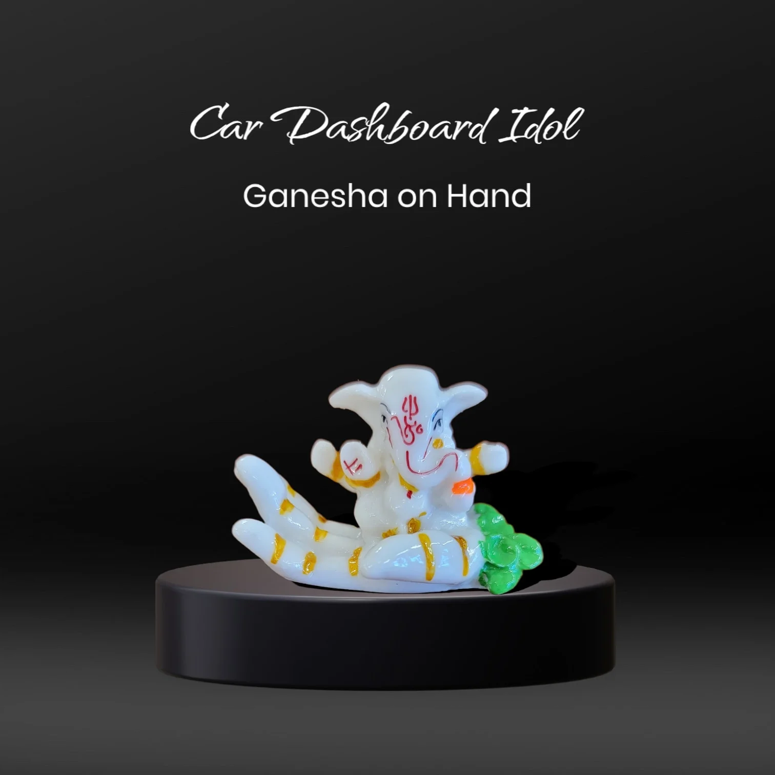 ganesha on hand car dashboard idol