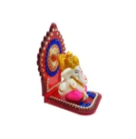 side view Image of Ganesha sitting on a throne - Pink dhoti