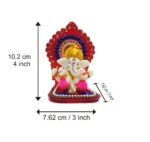 dimensions on the Image of Ganesha sitting on a throne - Pink dhoti