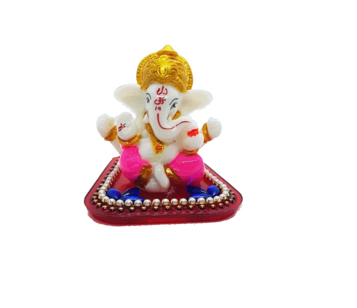 Image of Ganesha sitting on a throne - Pink dhoti