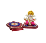 dissembled Image of Ganesha sitting on a throne - Pink dhoti