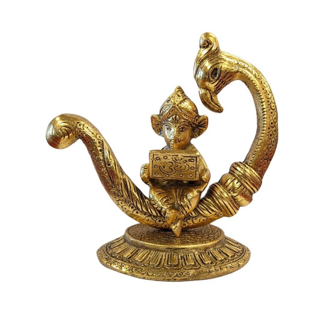 Metal Idol of Ganesha working on a Laptop, Perfect gift for new offices.