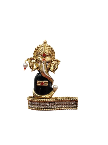 Image of car dashboard idol of Ganesha with shivling