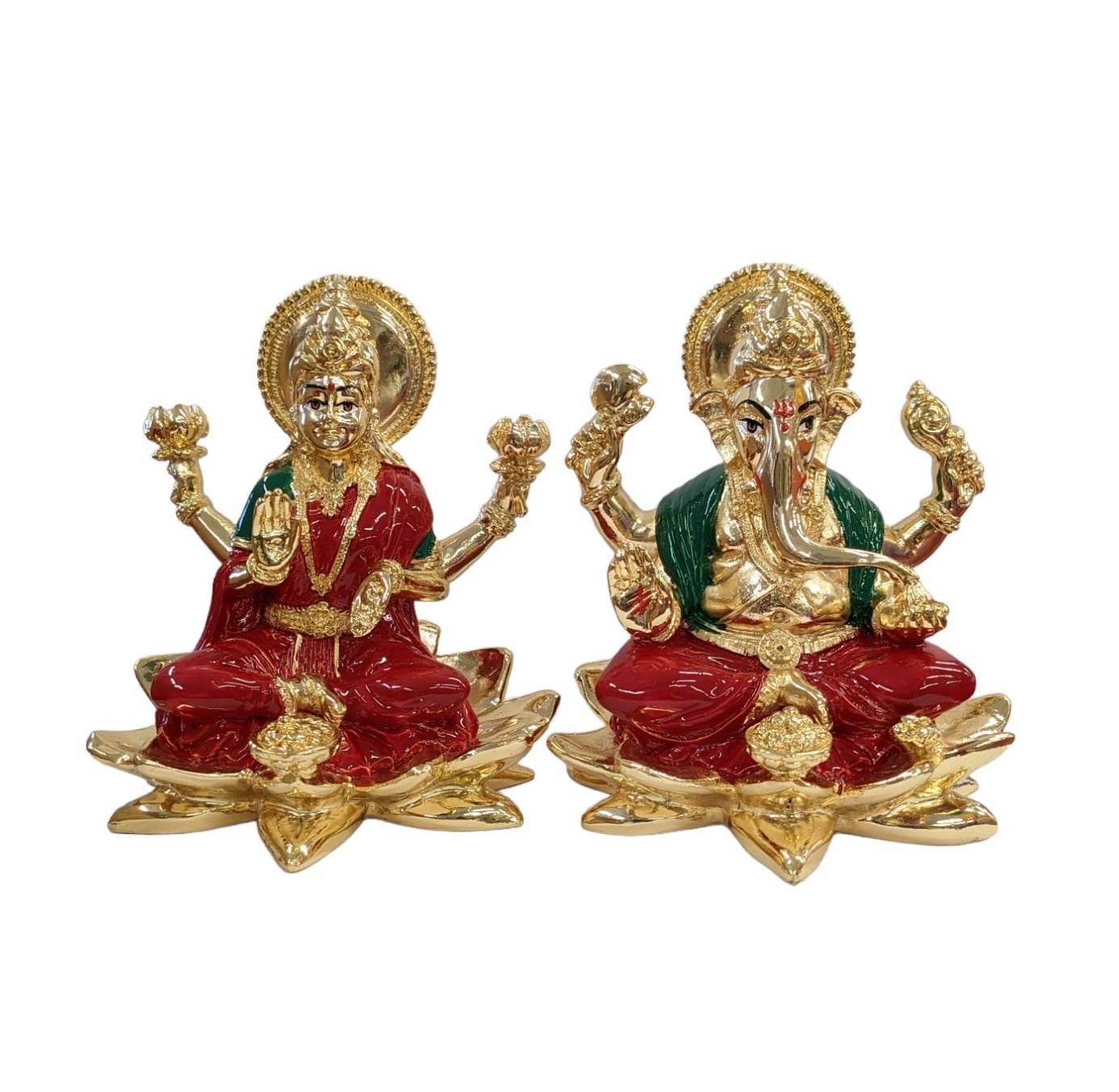 Image of Pure Gold Plated Idols of Lakshmi and Ganesha