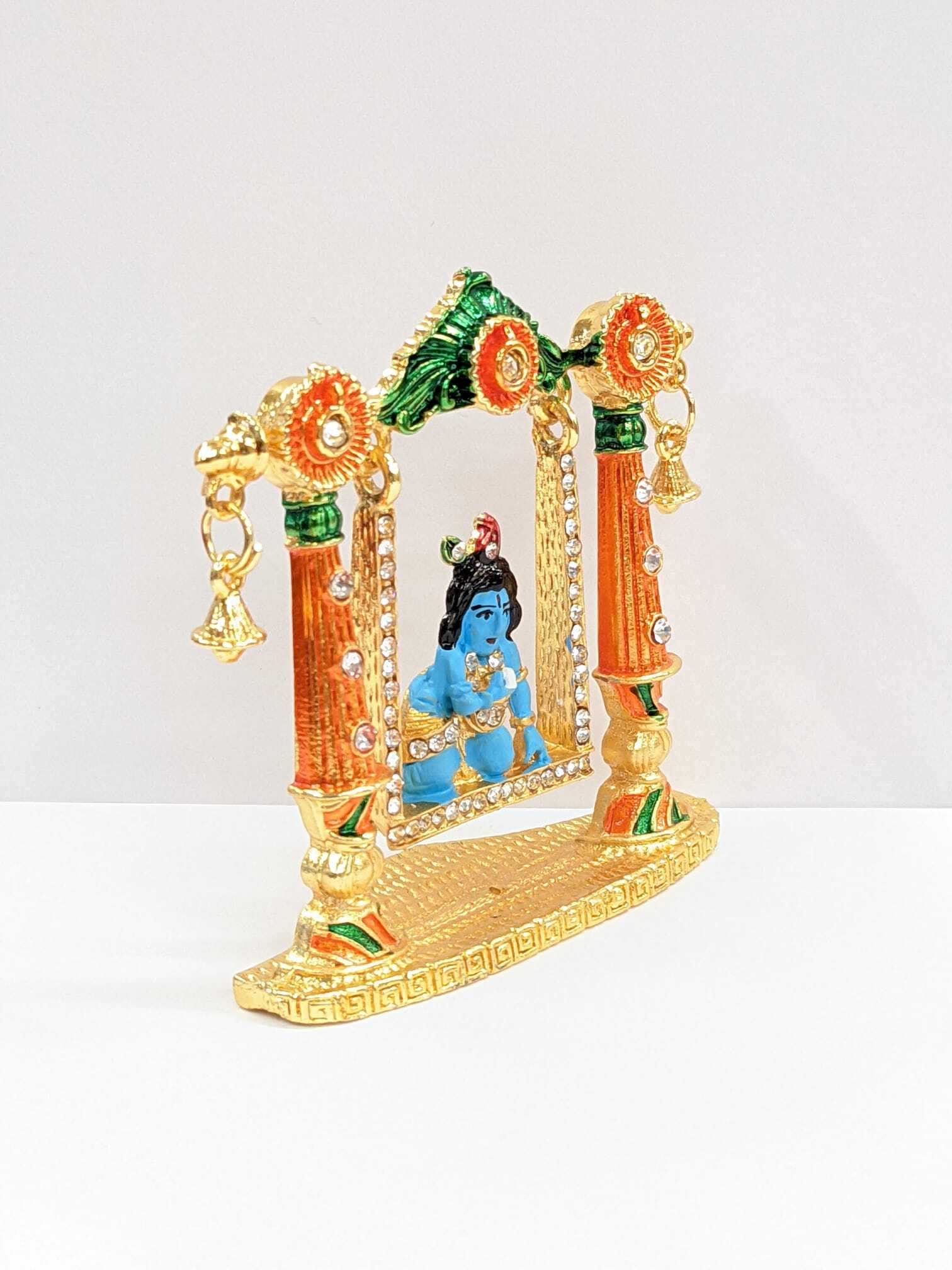 side view image of krishna on jhula car dashboard Idol