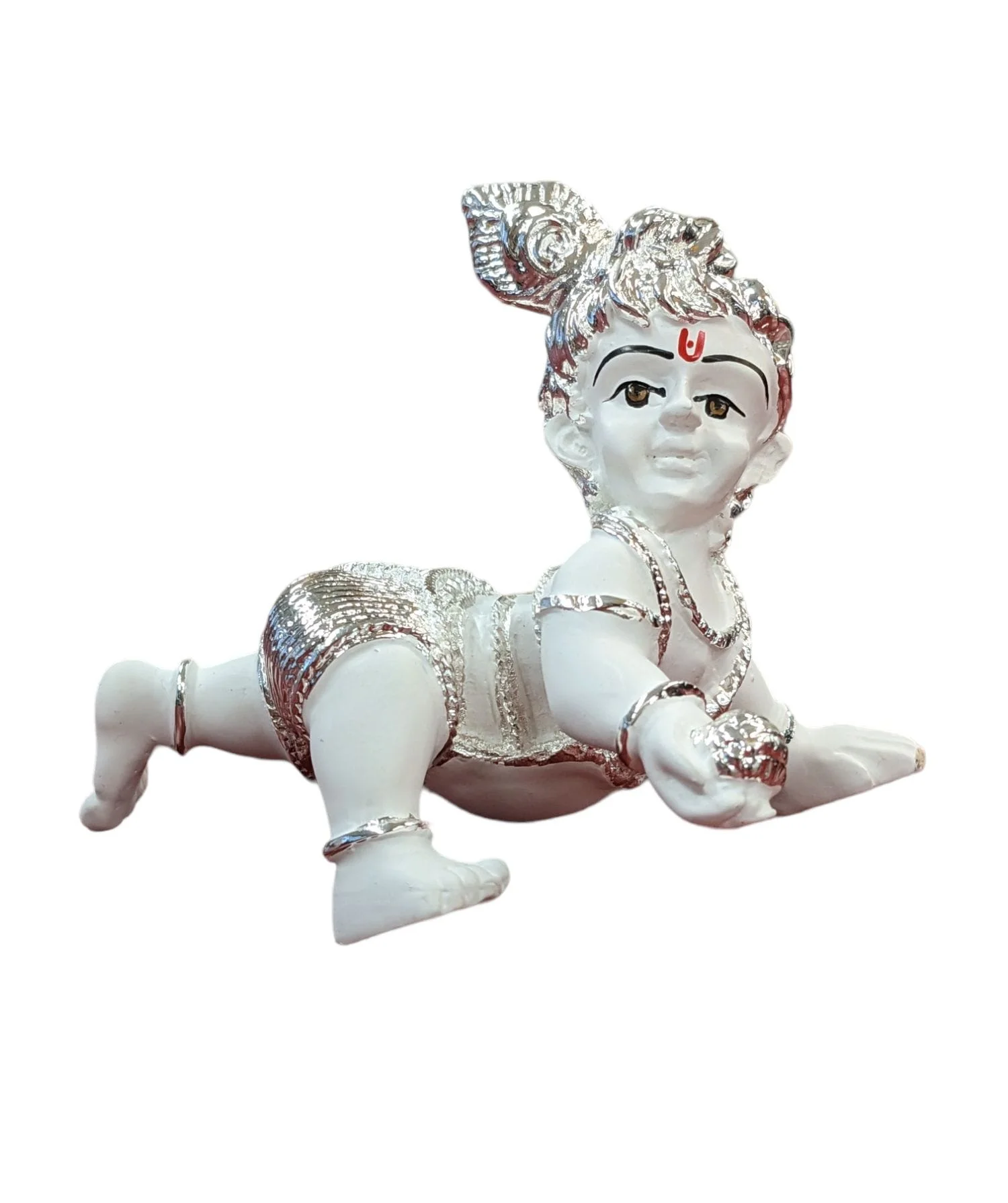 Image of Laddu gopal baby krishna pure silver plated idol