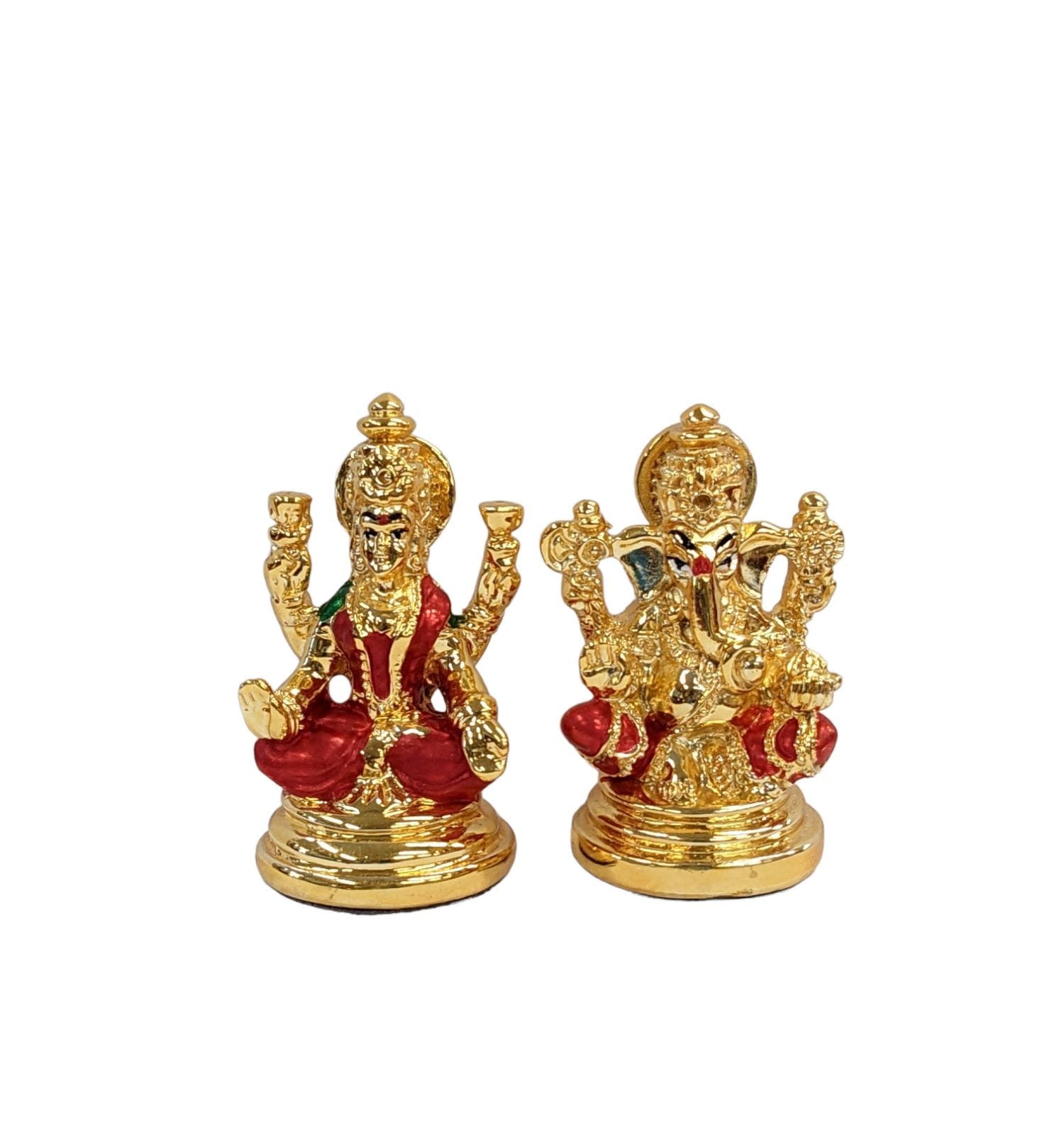 Image of Lakshmi and Ganesha Statue for Sale in Canada and US with Red colored meena work