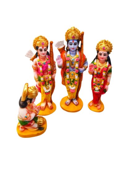 top view of Image of a set Ram Darbar Idols made from marble dust poly stone with matt finish.