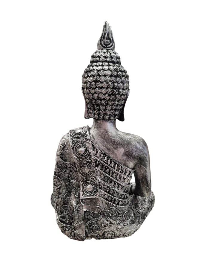 Meditating Buddha statue - Silver Antique Finish | Large - 15 inch - Image 5