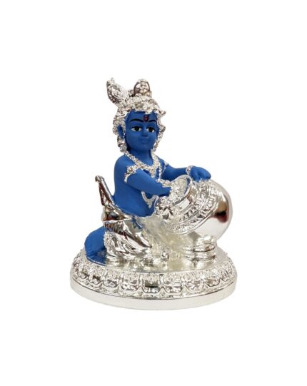 Image of a silver plated Baby Krishna - Makhan Chor . Perfect gift for baby shower