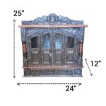 Dimensions mentioned on the Image of a Wooden Home Temple with doors , the base is wood and then its wrapped with embossed aluminum sheet