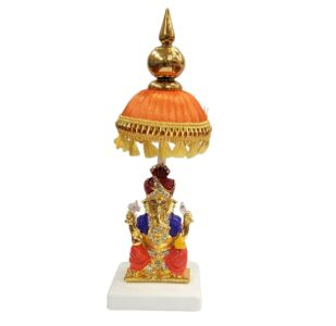 image of Ganesha Car dashboard Idol with orange chattar