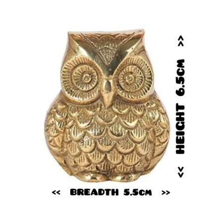 Image of a Brass Owl figurine with dimensions for your home . A very prosperous idol according to vastu shastra and feng shui