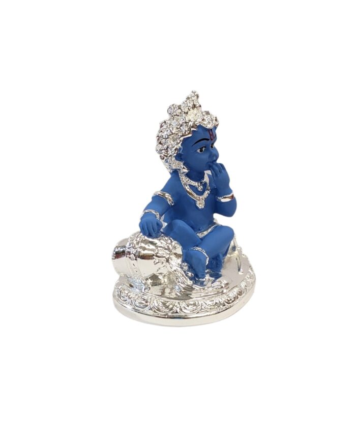 Image of Pure silver plated Idol of Makhan Chor Baby Krishna statue