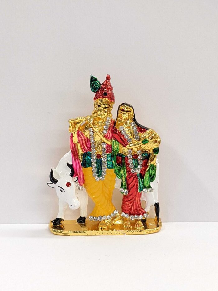 radha krishna with cow car dashboard idol