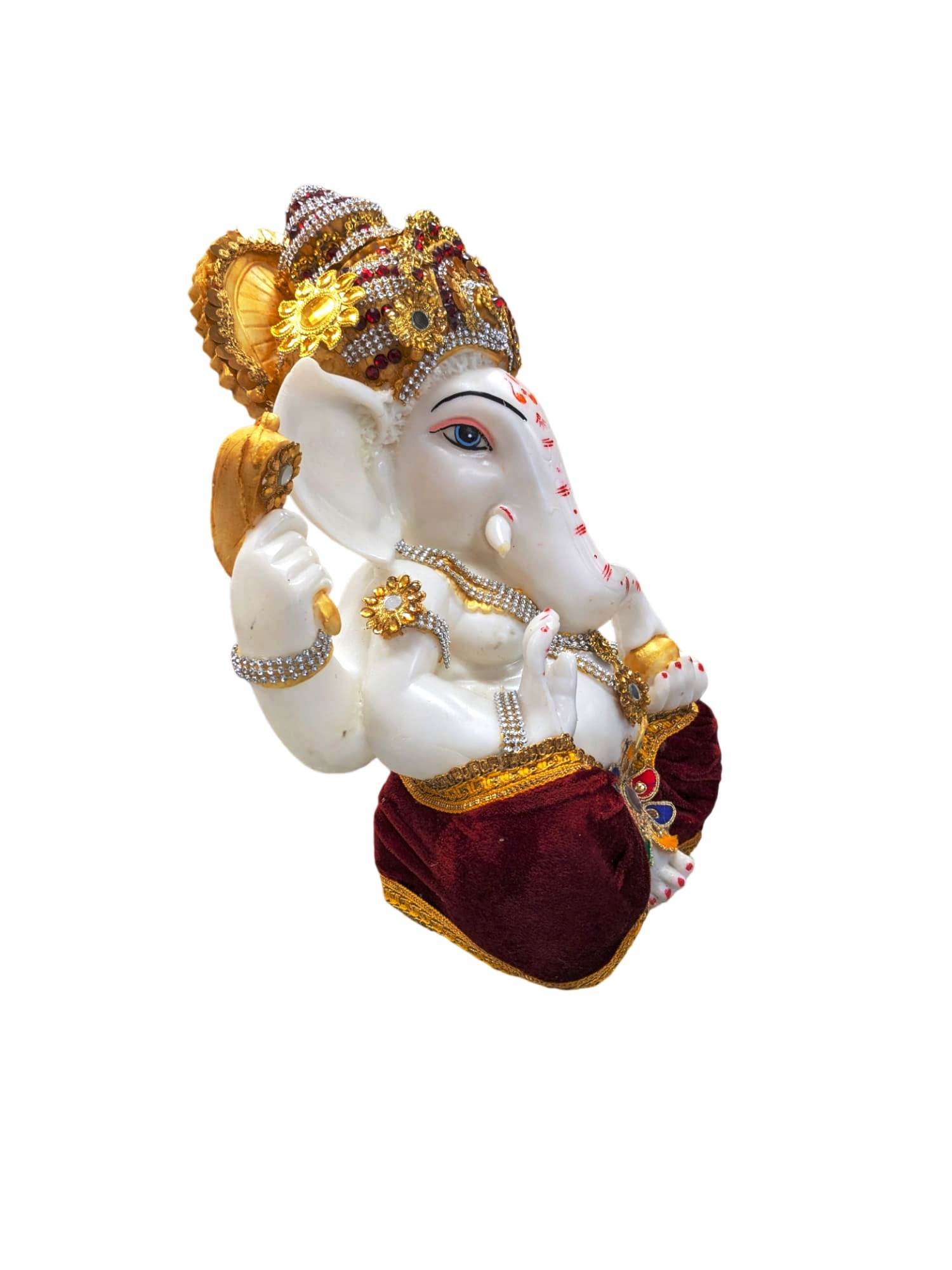 Image of a Large Sized Ganesha Idol with colored dhoti and decorations. Perfect Gift for House warming